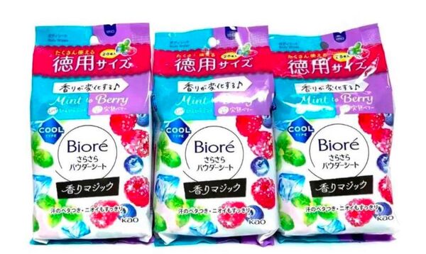 ビオレ さらさらパウダーシート ひえひえミント 完熟ベリー 香りマジック 徳用
