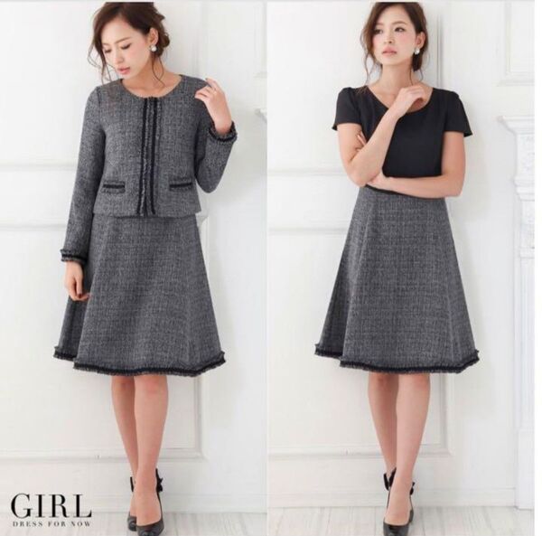 GIRL 定価19800 上質ツイード フォーマルセットアップスーツワンピース