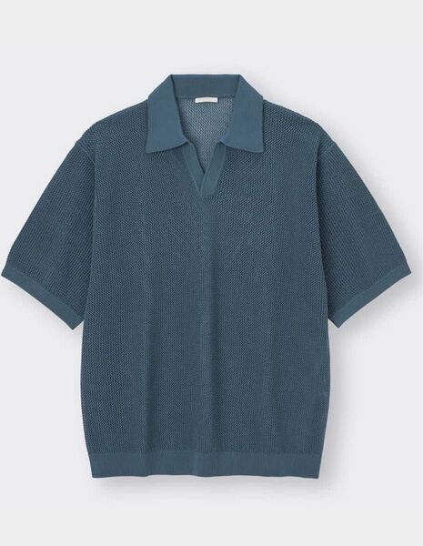 完売XL*GU*ウォッシャブルニットスキッパーポロシャツ