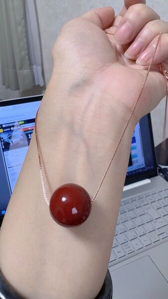 2024新商品 海外で人気ある赤血珊瑚18mm 金銭運 仕事運アップ アクセサリー レディース ネックレス