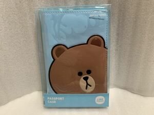 新品☆ラインフレンズ LINE FRIENDS エナメルパスポートケース ブラウン　旅行に☆