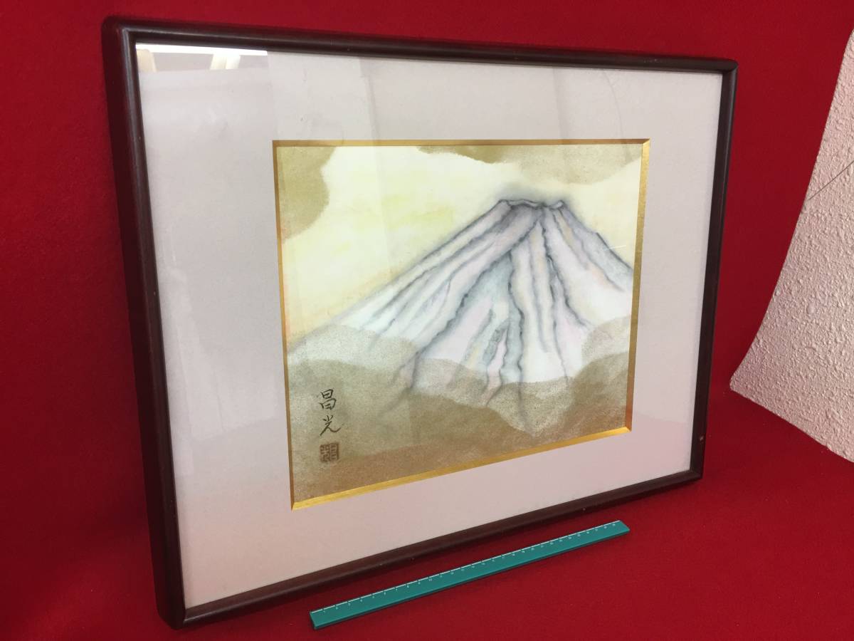 ★【Ippindo】★ Masamitsu Takizawa, Masamitsu, Gerahmtes Gemälde, Aquarell, Landschaftsmalerei, Berg Fuji, Rosa, Pfirsichfarbe, Fuji, Rot, Unterschrift, Altes Gemälde, Weltkulturerbe, Japanisches Erbe, Seltener Gegenstand, Schön, Hundert berühmte Berge, Malerei, Aquarell, Natur, Landschaftsmalerei