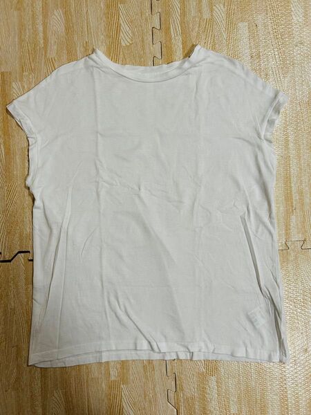 フレンチスリーブTシャツ シンプル カジュアル 白 ホワイト Tシャツ トップス カットソー コットン 無地