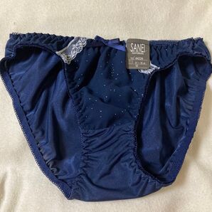 ラメ さらさら つるつる 透け感 ショーツ パンツ レディース ティーンズ ガールズ ネイビー 紺色 Mサイズ リボン