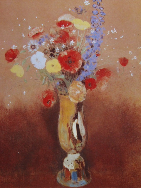 Odilon Redon, Fleurs sauvages dans un vase de chef, Illustrations rares de livres d’art, Tout neuf avec un cadre de haute qualité, Maître, Livraison incluse, coco, Peinture, Peinture à l'huile, Nature morte