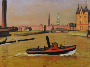 アルベール・マルケ、ハンブルクの港（曳き船）、希少な画集より、新品高級額装付、状態良好、送料込み、arte