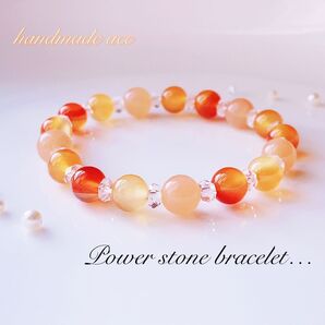 209.天然石 オレンジムーンストーン カーネリアン パワーストーンブレスレット