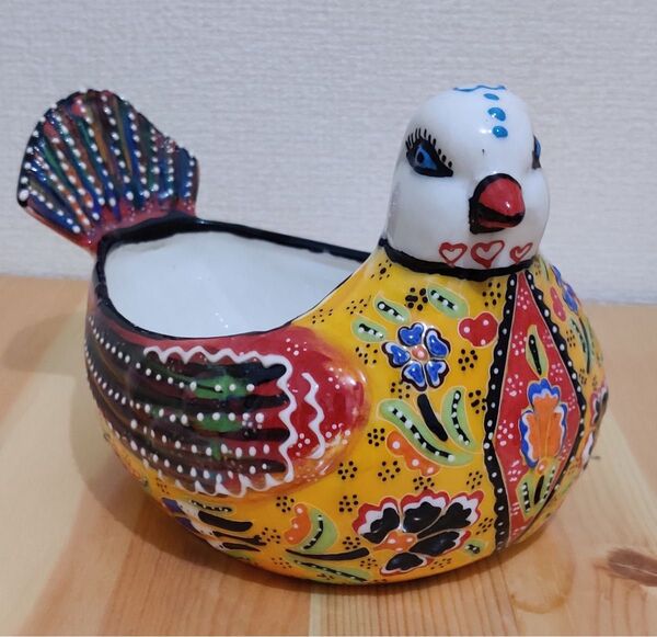 トルコ陶器 鳩 入れ物 置き物
