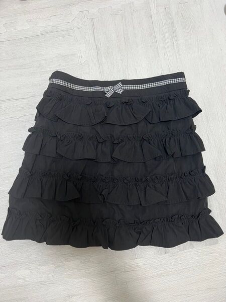 ファッショナブルミニスカート フリルスカート カンカンスカート ブラック 黒