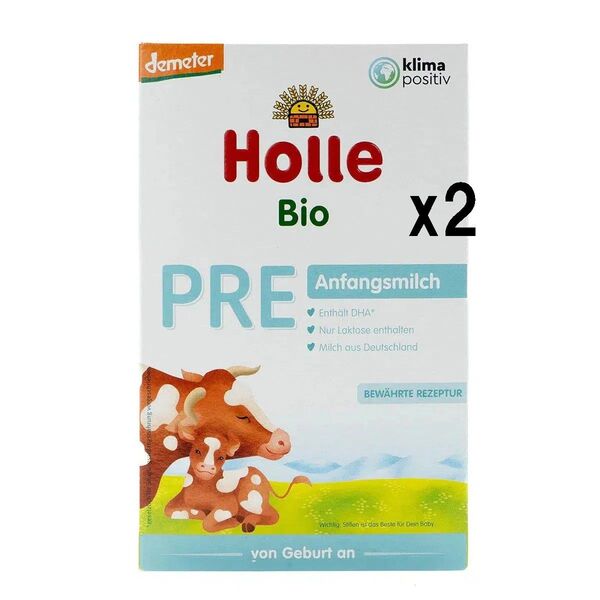 ☆ホレ Holle 牛 オーガニック 粉ミルク 2箱セット Pre プレ (0ヶ月~6ヶ月) 新生児用 400g ドイツ