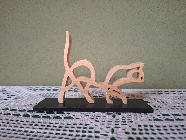 木工アート Cat