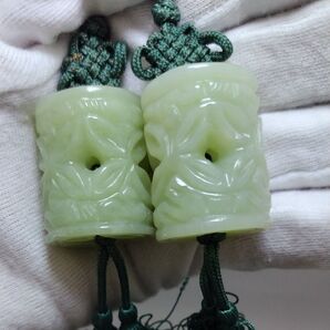 風鎮 玉石ペンダント一対 現状渡し