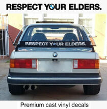 送料無料 BMW Respect your elders Spoiler bumper Decal Sticker バンパー ステッカー シール デカール ホワイト 56cm x 4cm_画像4