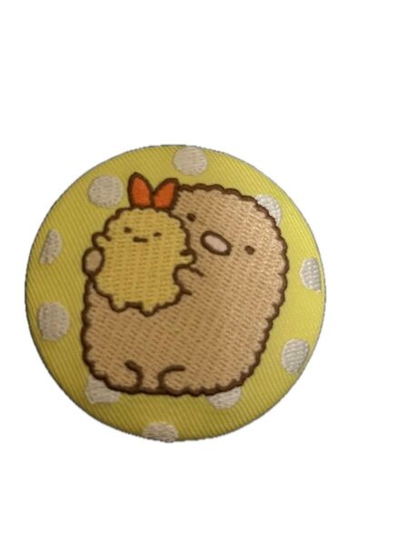 すみっコぐらし刺繍缶バッジ とんかつ イエロー
