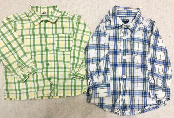 fillot de bebe babyGAP 男の子ベビー春服2枚セット 90 長袖シャツ カッターシャツ チェックシャツ