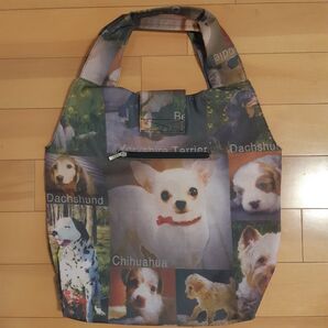 トートバッグ 大型サイズ チワワ 可愛いワンちゃんプリント 裏地付き