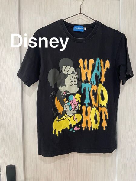 ディズニー Disney Tシャツ プリント 半袖 黒 ミッキー ホット