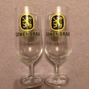 激レア非売品 LOWENBRAU レーベンブロイ 足付き ビールグラス 2個セット