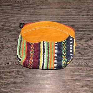 ポーチ アジアン 革 綿 ファスナー