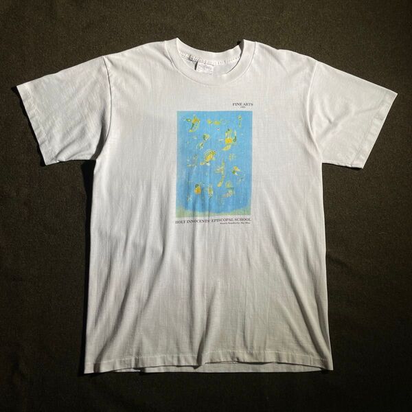 90s USA製 ONEITA ボックスプリントTシャツ XL ホワイト