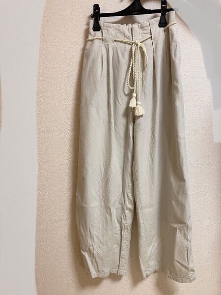 ワイドパンツ リネン混 グレージュ PAGEBOY
