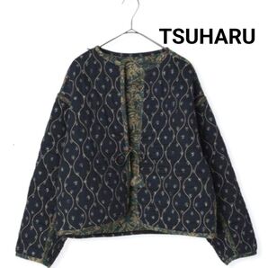 ツハル フラワー柄リバーシブルキルトジャケット