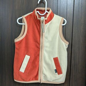 Grin Kids フリースベスト M (115)オレンジとベージュ
