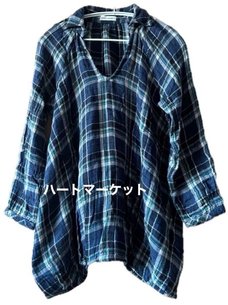 ハートマーケット チェック柄ロングシャツ 長袖 ブラウス