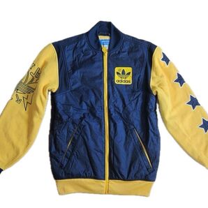 劇レア!adidas SST 裏フリース 表ナイロン レディース Sトレフォイルいっぱい!バックプリント80'sOLD