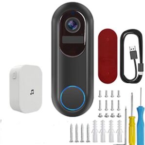 ワイヤレスビデオドアベル、Tuyaスマートビデオドアベル防水ナイトビジョンホームセキュリティ インターホン