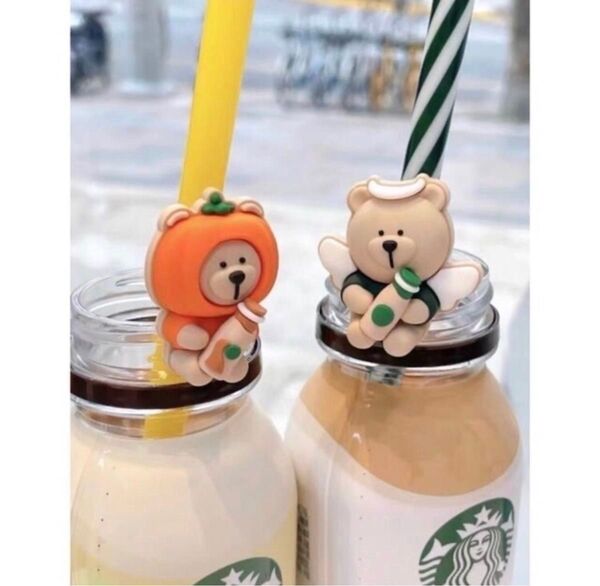 中国スターバックス ストロー ブラシ付き ハロウィン南瓜ベアリスタ非売品 単品
