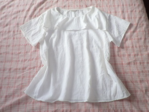 ★Samansa Mos2 サマンサモスモス　SM2★サイズF　フリーサイズ　半袖　ゆったりふんわり襟付　トップス　白色