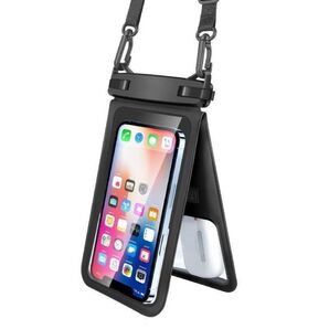 スマホ 防水ケース カバー iPhone IPX8防水 水中撮影 海水浴 お風呂 スマホ防水ケース ダブルポケット ブラック 黒