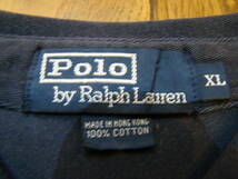 90's Polo Ralph Lauren コットン ボタンダウン シャツ XL ネイビー ポロ ラルフローレン ネルシャツ ジャケット_画像5