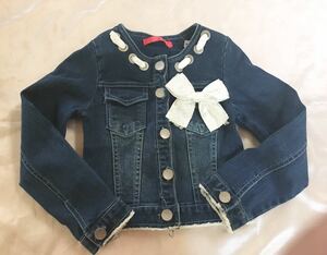  ribbon Denim jacket 95.G Jean short girl Korea child clothes Denim jacket 