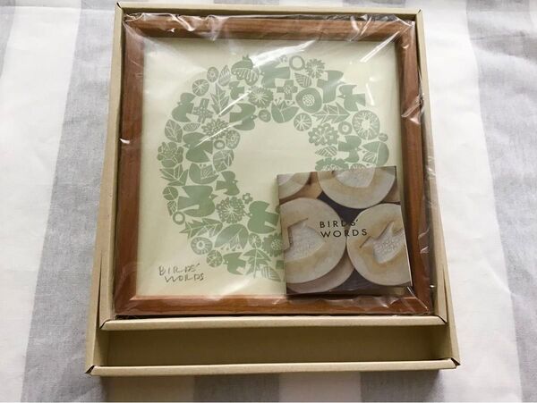 BIRDS’ WORDS バーズワーズ 伊藤利江 WREATH リース シルクスクリーン 額縁 アート 額装 絵画 IDEE