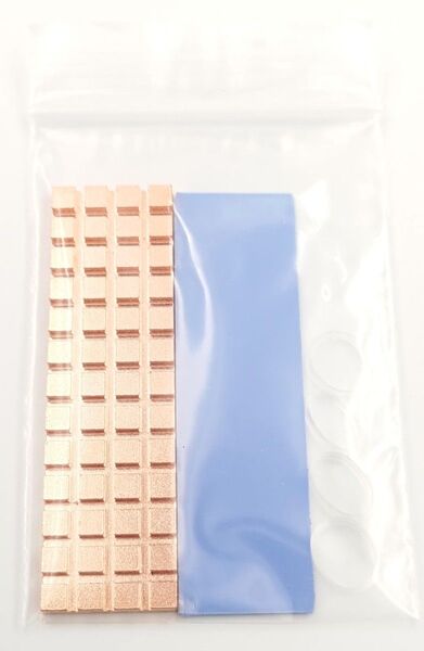 M.2 2280 SSD用 3mm厚 銅製 ヒートシンク サーマルパッド ゴム輪付き