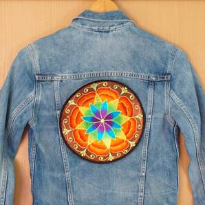 特大サイズ!☆新品☆カラフル サイケデリック 総刺繍 ワッペン*204*インテリアアジアンヒンドゥー教オームブッダアイ