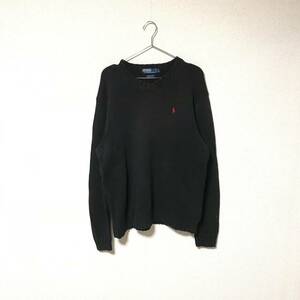 ★POLO RALPH LAUREN ラルフローレン★メンズ プルオーバー コットン ニット セーター 黒 ブラック size L