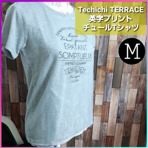 Techichi TERRACE テチチ テラス 英字 チュール Tシャツ Mサイズ グレー