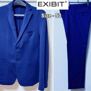 新品同様 EXIBIT エグジビット ステッチ セットアップ メンズスーツ ブルー サイズ50 セットアップスーツ