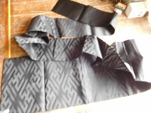 日本　着物KIMONO090167 30.5x360cm 黒帯　JAPAN はぎれ　宅配KIMONO 帯 OBI Made in japan woven 日本製
