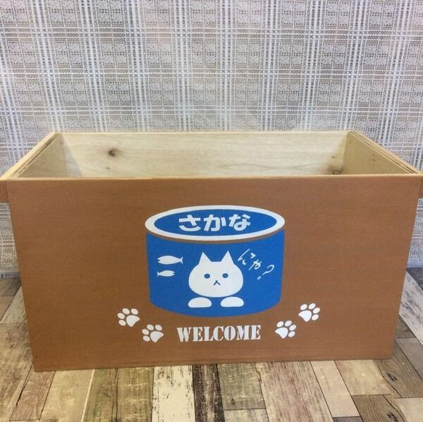 24《収納BOX》りんご箱 宅配 フード収納 ハンドメイド インテリア 猫 木箱