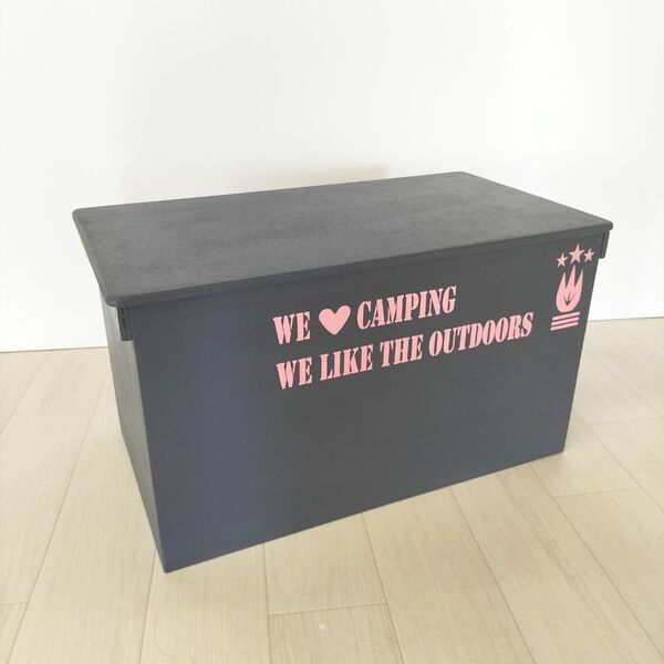 15《収納BOX》蓋付きりんご箱 ハンドメイド 木製ボックス 本棚 キャンプ