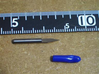 両角30度のV字エンドミルカッター シャンク径 = 3.175mm 文字切削に最適