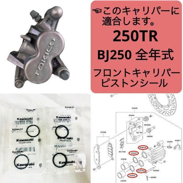 ●在庫あり 即納 250TR フロント ブレーキ キャリパー ピストン シール セット 1台分 カワサキ 純正 BJ250【T】
