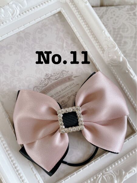 No.11リボンヘアゴム☆ハンドメイド☆サテン☆ピンク系