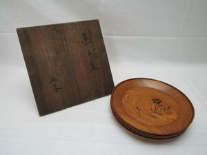 O909001[ old . flower . change pastry tray . customer . era . box ] inspection ) natural tree wooden wood grain .. tray tray small tray circle tray pastry plate small plate circle plate plate tea utensils ⅰ