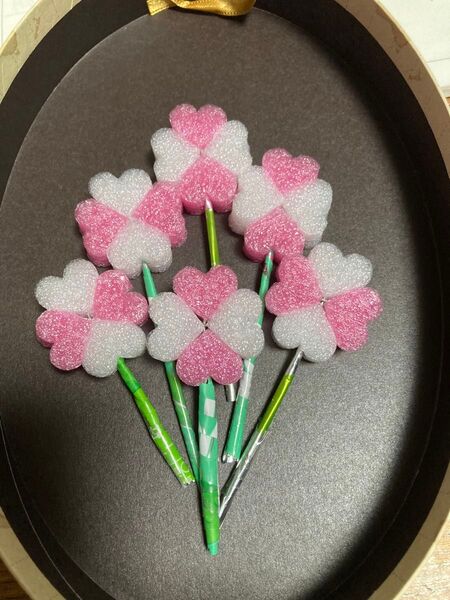ハンドメイド ガーデンピック ハートの四つ葉 6個 雑貨 多肉植物用 プレゼント飾り 花
