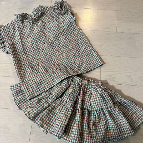 wonny ribon☆Lサイズ(105-115cm)チェックセットアップ